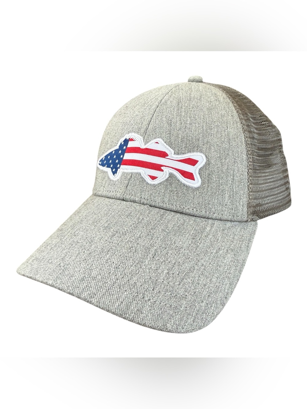 Simms Patriotic Fish Trucker Hat SnapBack Fishing Cap OS